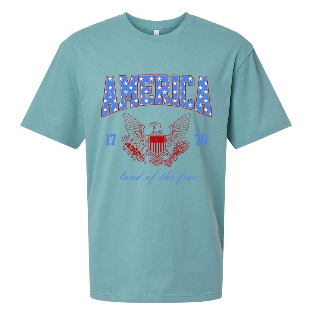 4th Of July Independence Day Land Of The Free Sueded Cloud Jersey T-Shirt