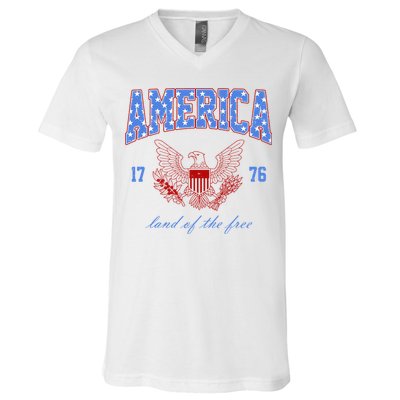 4th Of July Independence Day Land Of The Free V-Neck T-Shirt