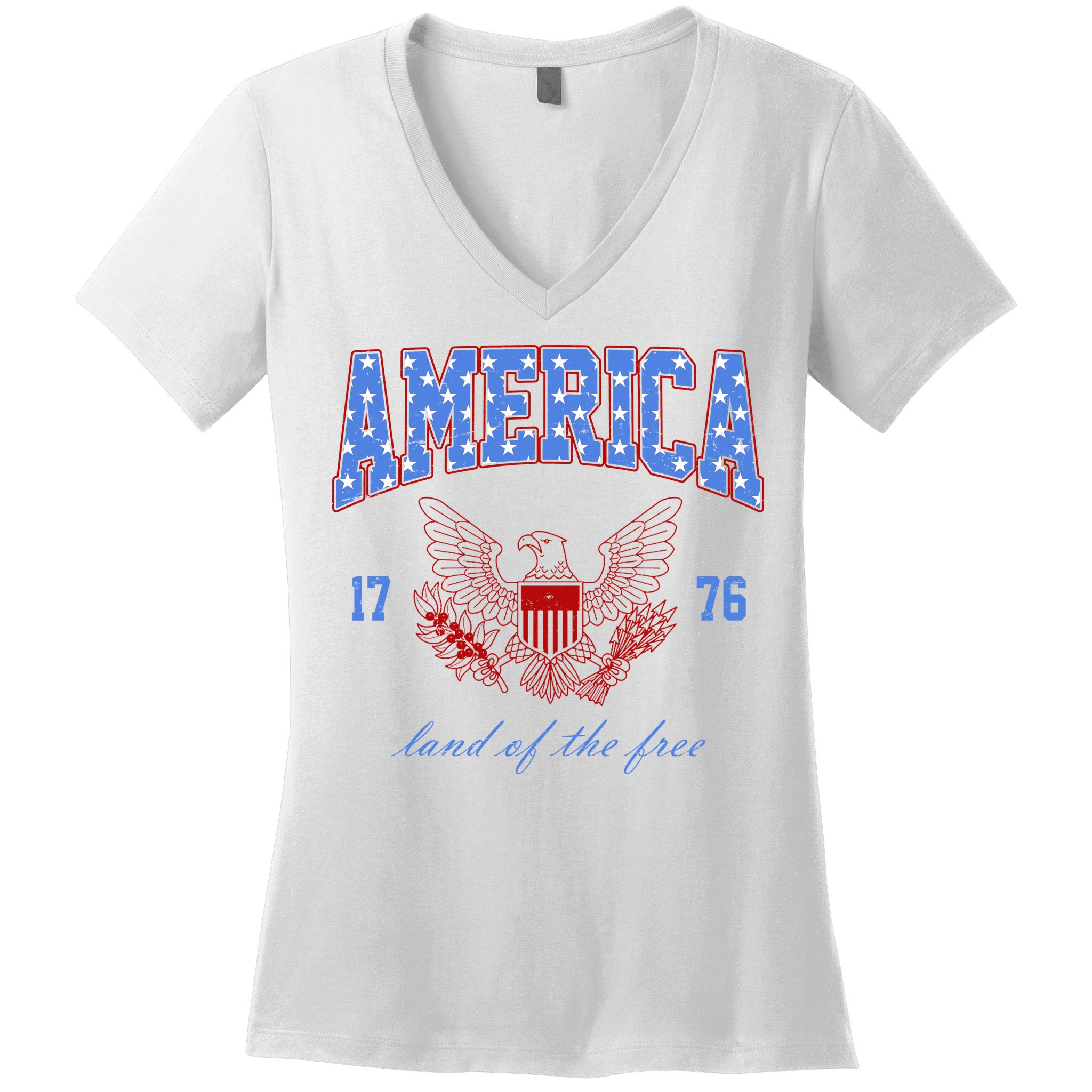 4th Of July Independence Day Land Of The Free Women's V-Neck T-Shirt