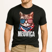 4th of July Meowica American Flag Cat Cooling Performance Crew T-Shirt