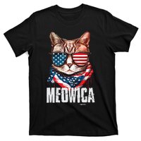 4th of July Meowica American Flag Cat T-Shirt