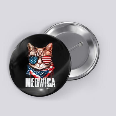 4th of July Meowica American Flag Cat Button