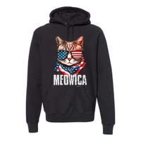 4th of July Meowica American Flag Cat Premium Hoodie