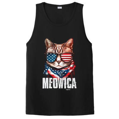 4th of July Meowica American Flag Cat PosiCharge Competitor Tank
