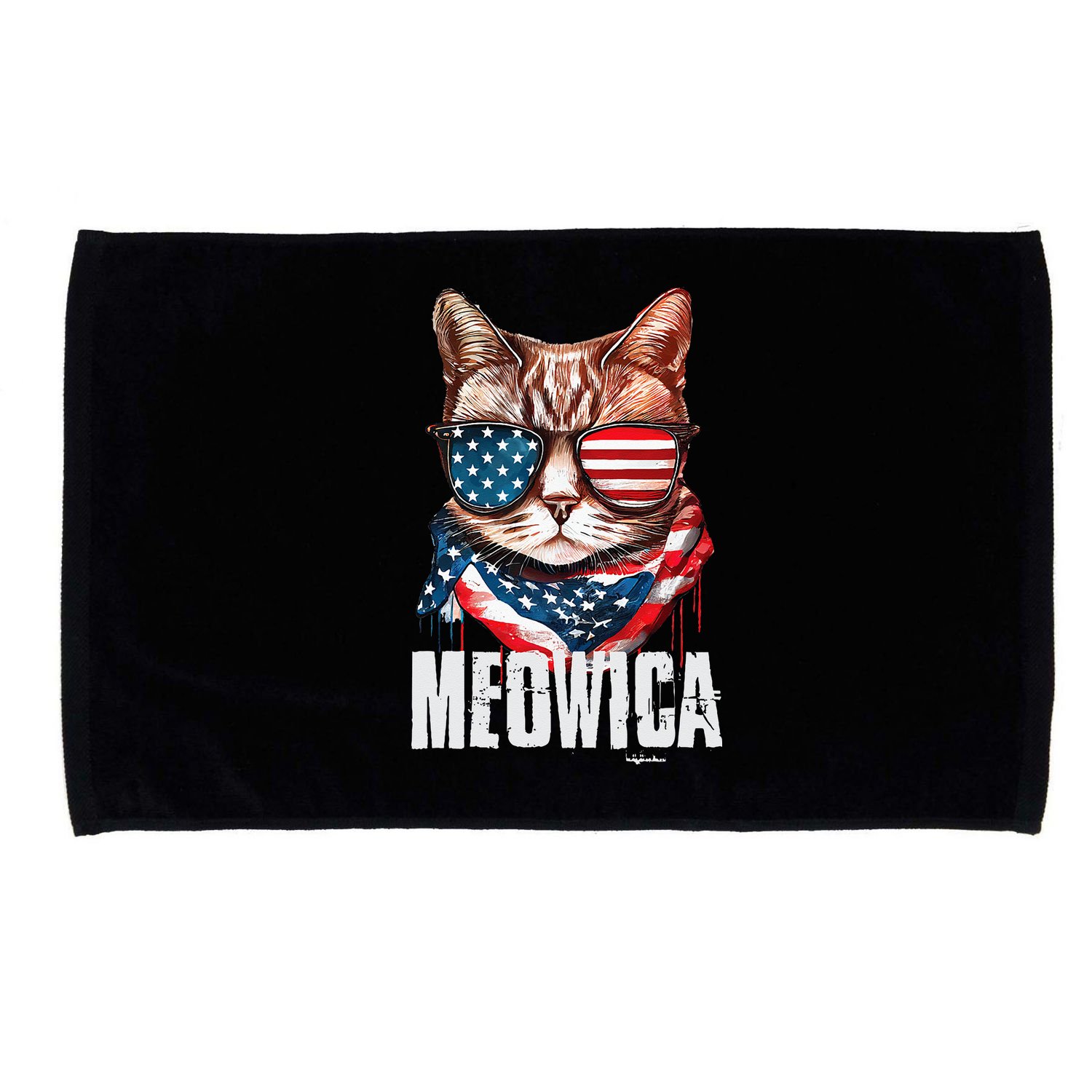 4th of July Meowica American Flag Cat Microfiber Hand Towel