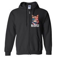 4th of July Meowica American Flag Cat Full Zip Hoodie