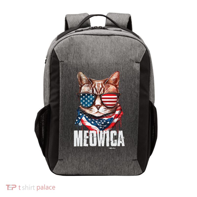 4th of July Meowica American Flag Cat Vector Backpack