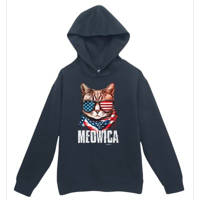 4th of July Meowica American Flag Cat Urban Pullover Hoodie