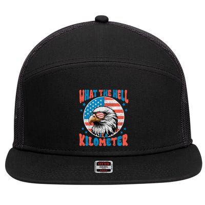 4th Of July What The Hell Is A Kilometer George Washington 7 Panel Mesh Trucker Snapback Hat