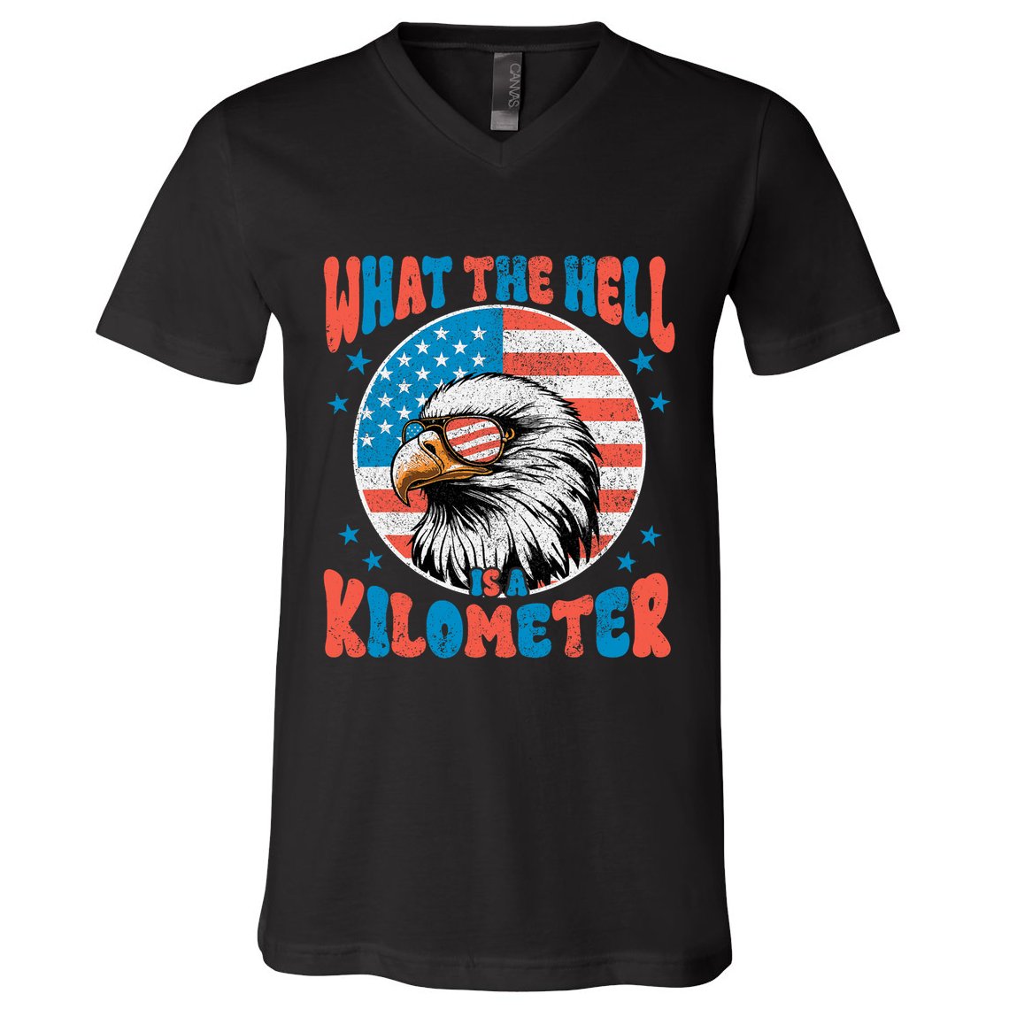 4th Of July What The Hell Is A Kilometer George Washington V-Neck T-Shirt