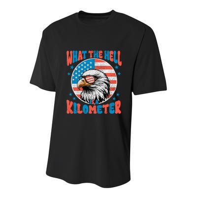 4th Of July What The Hell Is A Kilometer George Washington Youth Performance Sprint T-Shirt