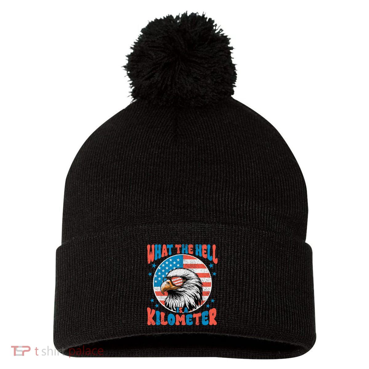 4th Of July What The Hell Is A Kilometer George Washington Pom Pom 12in Knit Beanie