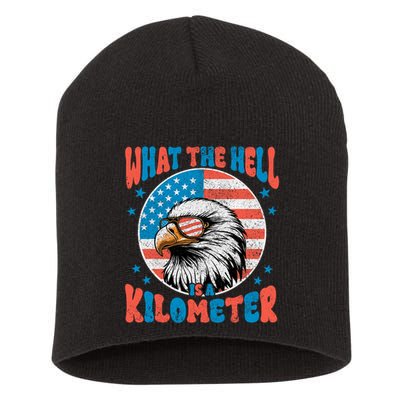 4th Of July What The Hell Is A Kilometer George Washington Short Acrylic Beanie