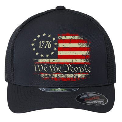 4th Of July We The People 1776 Usa Flag Flexfit Unipanel Trucker Cap