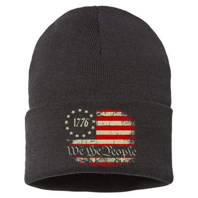 4th Of July We The People 1776 Usa Flag Sustainable Knit Beanie