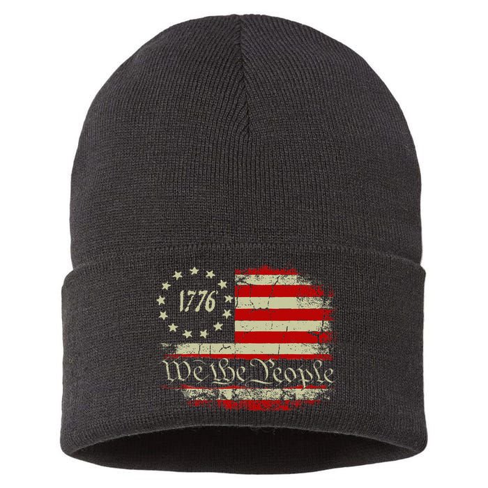 4th Of July We The People 1776 Usa Flag Sustainable Knit Beanie