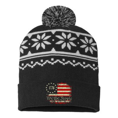 4th Of July We The People 1776 Usa Flag USA-Made Snowflake Beanie