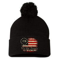 4th Of July We The People 1776 Usa Flag Pom Pom 12in Knit Beanie