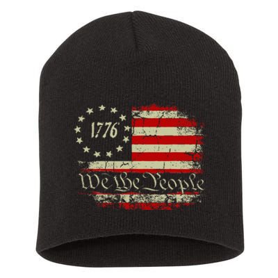 4th Of July We The People 1776 Usa Flag Short Acrylic Beanie