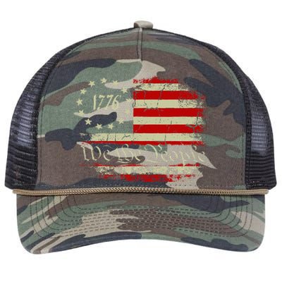 4th Of July We The People 1776 Usa Flag Retro Rope Trucker Hat Cap