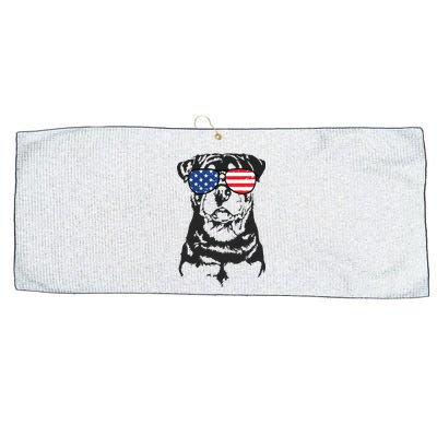 4th Of July Rottweiler Rottie Dog Patriotic USA Sunglasses Large Microfiber Waffle Golf Towel