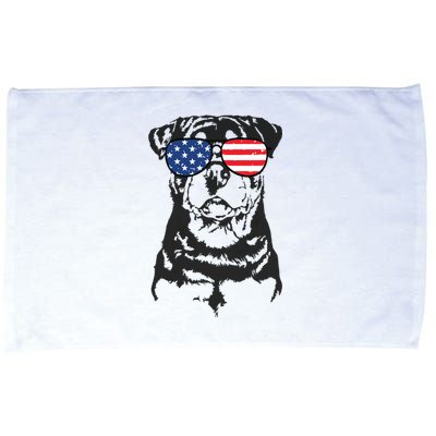 4th Of July Rottweiler Rottie Dog Patriotic USA Sunglasses Microfiber Hand Towel