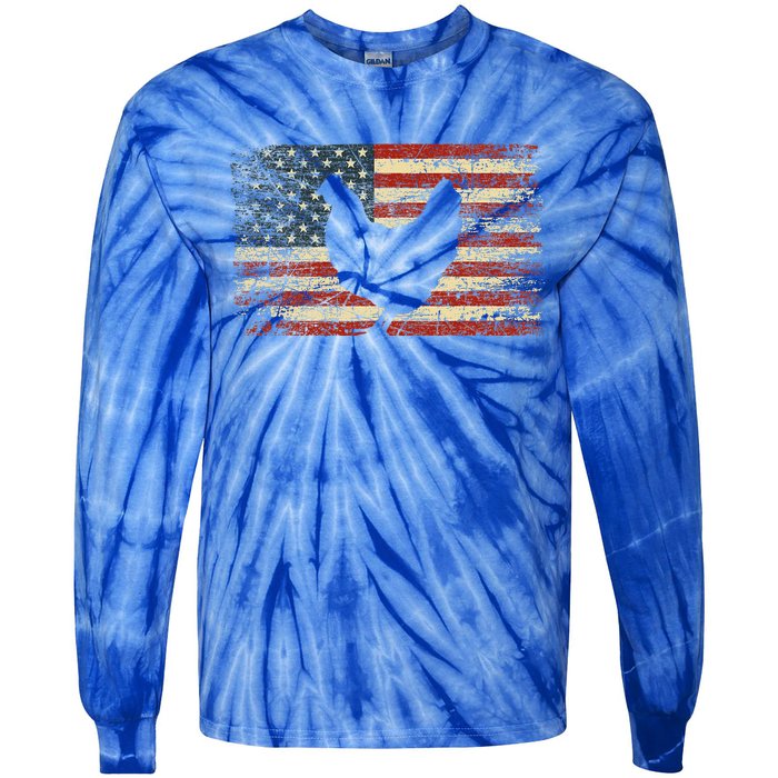 4th Of July Chicken Patriotic American Flag Tie-Dye Long Sleeve Shirt