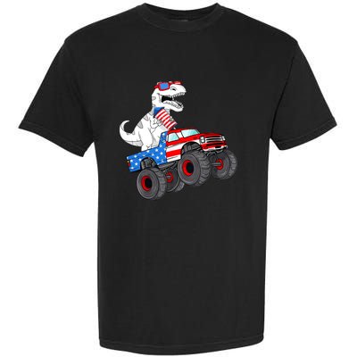 4th Of July T Rex Dino Trex Dinosaur Monster Truck Fireworks Garment-Dyed Heavyweight T-Shirt