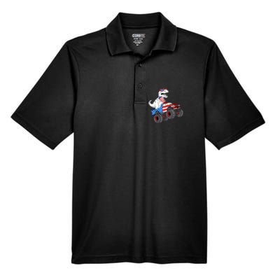 4th Of July T Rex Dino Trex Dinosaur Monster Truck Fireworks Men's Origin Performance Pique Polo