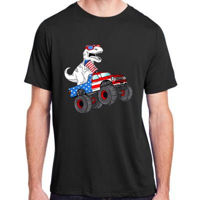 4th Of July T Rex Dino Trex Dinosaur Monster Truck Fireworks Adult ChromaSoft Performance T-Shirt