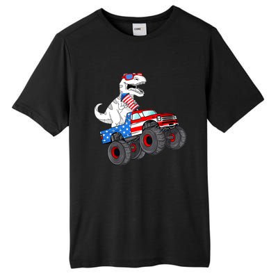 4th Of July T Rex Dino Trex Dinosaur Monster Truck Fireworks Tall Fusion ChromaSoft Performance T-Shirt