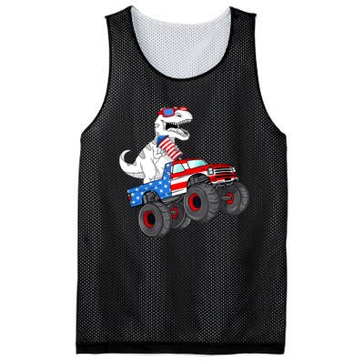 4th Of July T Rex Dino Trex Dinosaur Monster Truck Fireworks Mesh Reversible Basketball Jersey Tank