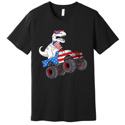 4th Of July T Rex Dino Trex Dinosaur Monster Truck Fireworks Premium T-Shirt