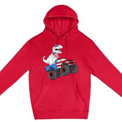 4th Of July T Rex Dino Trex Dinosaur Monster Truck Fireworks Premium Pullover Hoodie