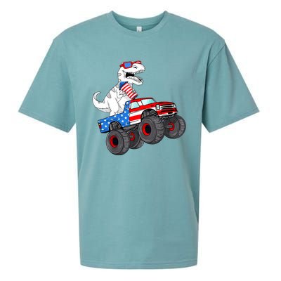 4th Of July T Rex Dino Trex Dinosaur Monster Truck Fireworks Sueded Cloud Jersey T-Shirt