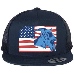 4th Of July American Flag Patrioticic Goat Cool Gift Flat Bill Trucker Hat