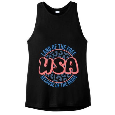 4th Of July Land Of The Free Because Of The Brave Usa Gift Ladies PosiCharge Tri-Blend Wicking Tank