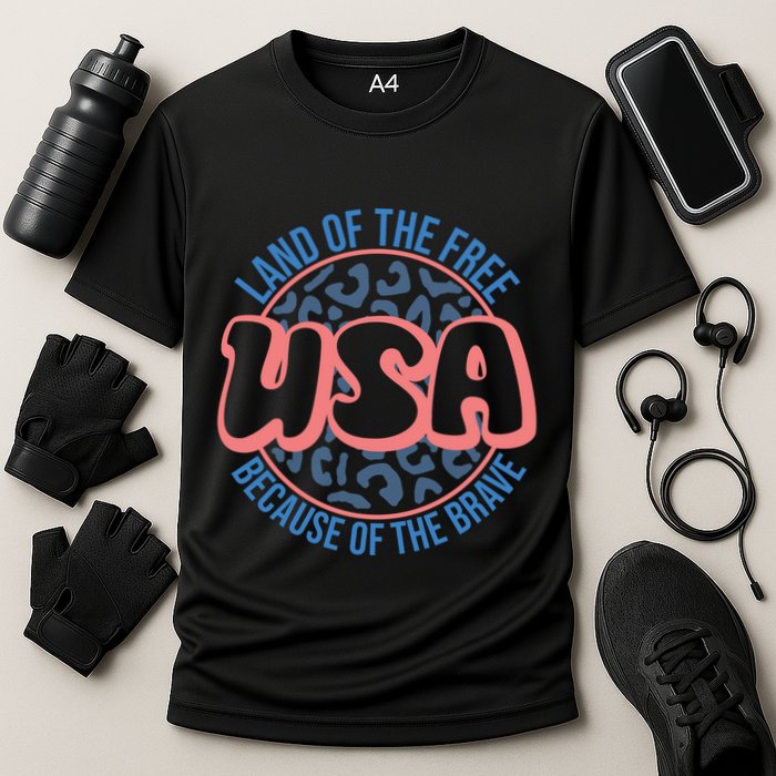4th Of July Land Of The Free Because Of The Brave Usa Gift Cooling Performance Crew T-Shirt
