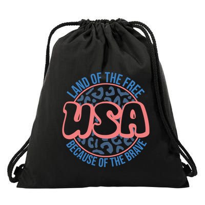 4th Of July Land Of The Free Because Of The Brave Usa Gift Drawstring Bag