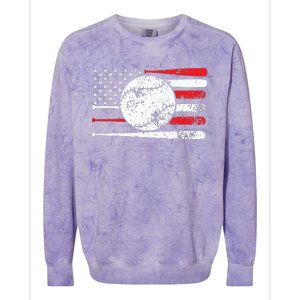 4th Of July Baseball American Flag Colorblast Crewneck Sweatshirt