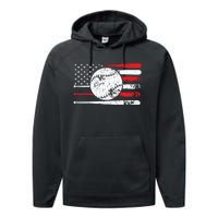 4th Of July Baseball American Flag Performance Fleece Hoodie