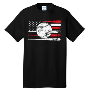 4th Of July Baseball American Flag Tall T-Shirt