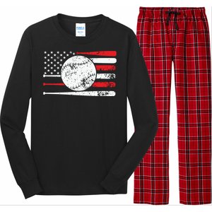 4th Of July Baseball American Flag Long Sleeve Pajama Set