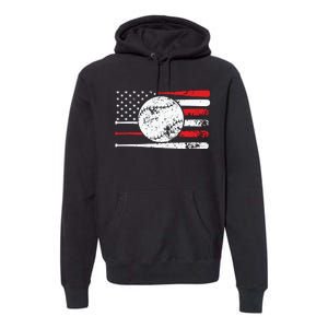 4th Of July Baseball American Flag Premium Hoodie