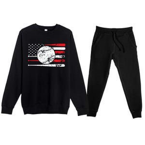 4th Of July Baseball American Flag Premium Crewneck Sweatsuit Set