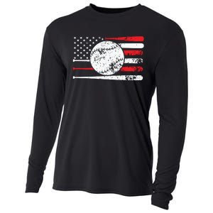 4th Of July Baseball American Flag Cooling Performance Long Sleeve Crew