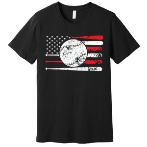 4th Of July Baseball American Flag Premium T-Shirt