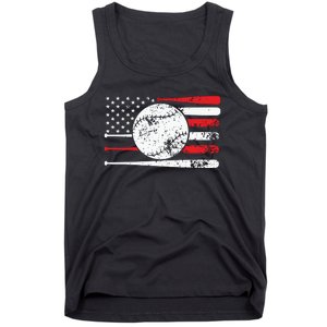 4th Of July Baseball American Flag Tank Top