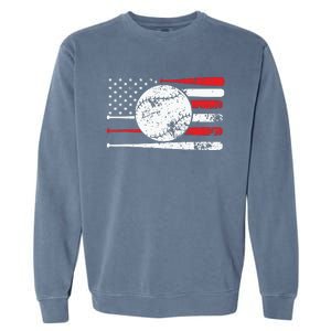 4th Of July Baseball American Flag Garment-Dyed Sweatshirt