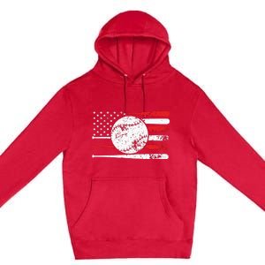 4th Of July Baseball American Flag Premium Pullover Hoodie